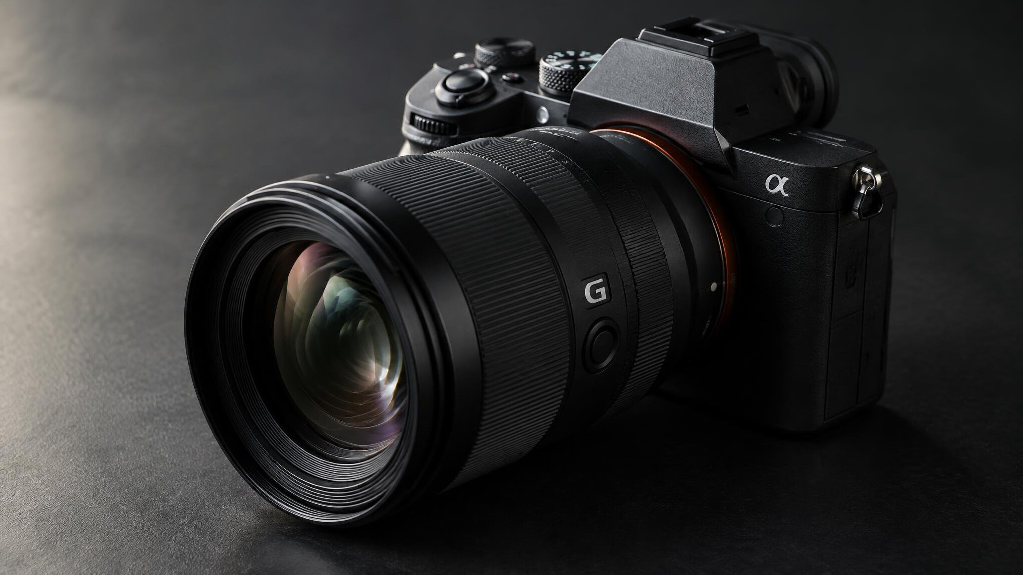 Close-up of a camera with a large lens