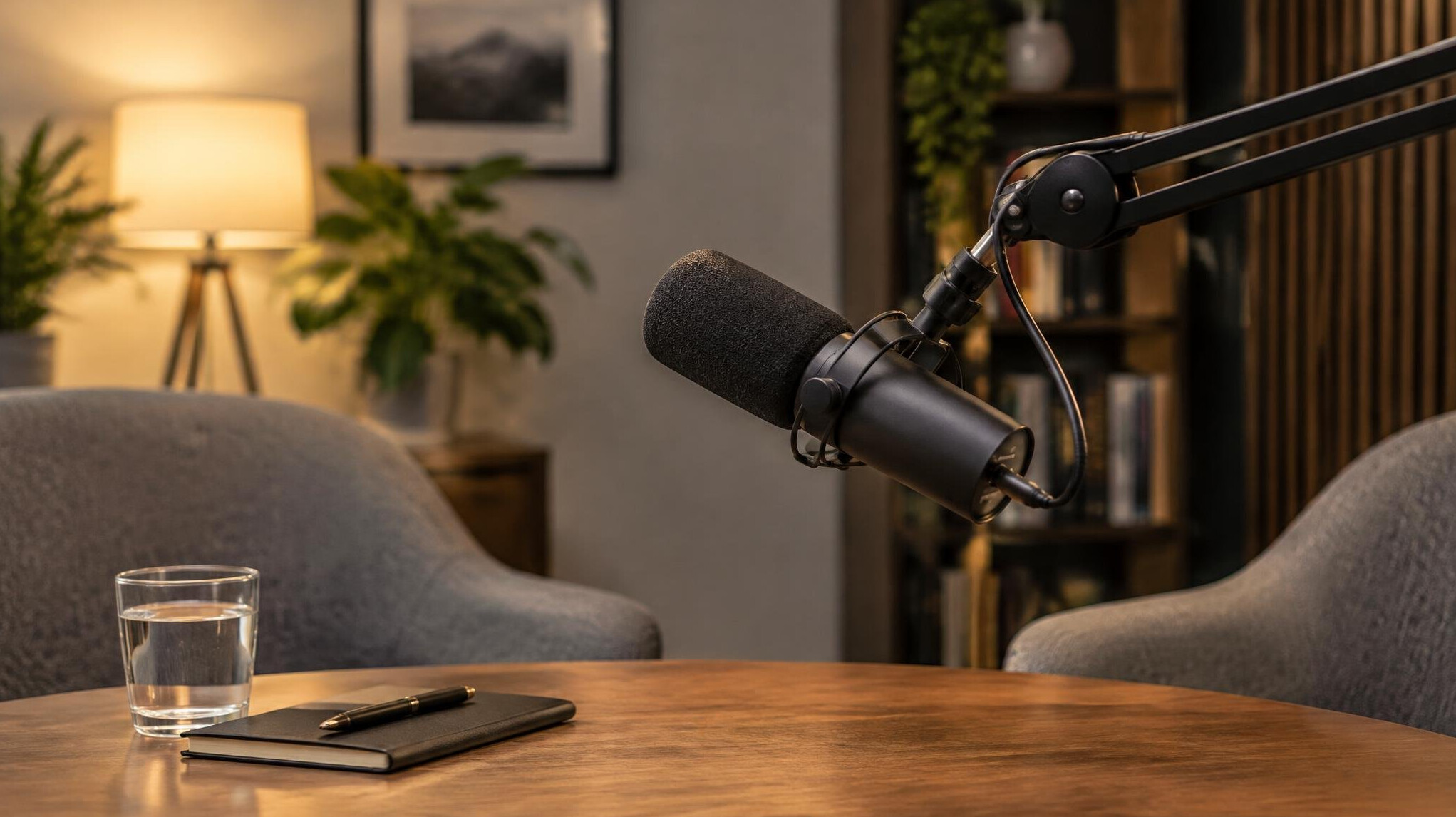 Microphone set up for an interview recording